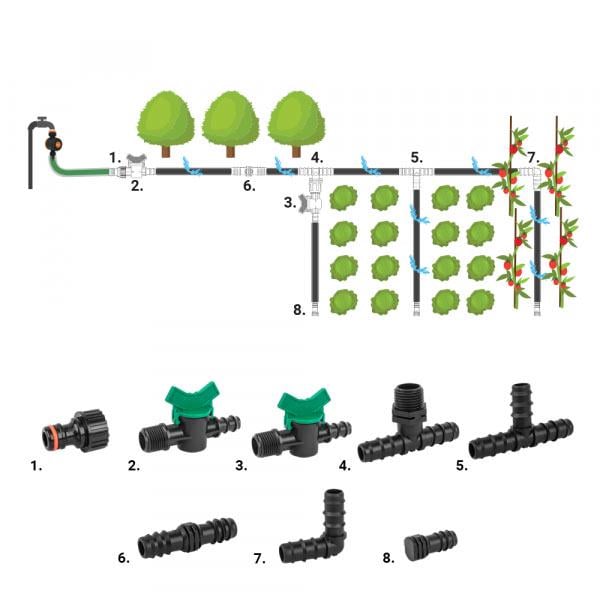 Набір аксесуарів для крапельного поливу 16 мм 42 шт. (13646) - фото 3
