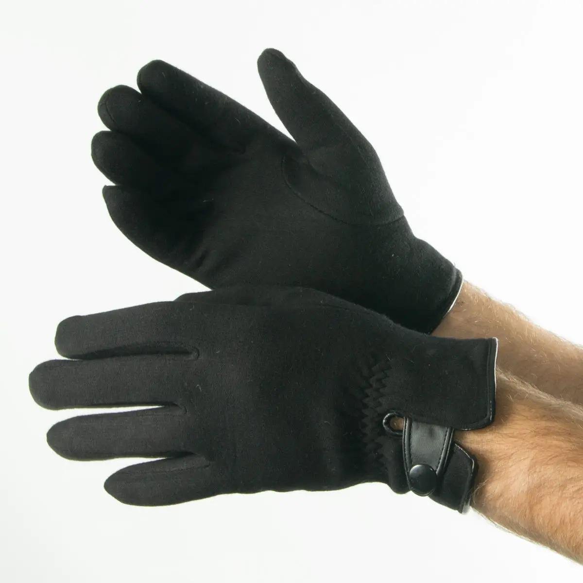 Перчатки зимние мужские трикотажные с махровой подкладкой L Черный (№18-1-30/2)