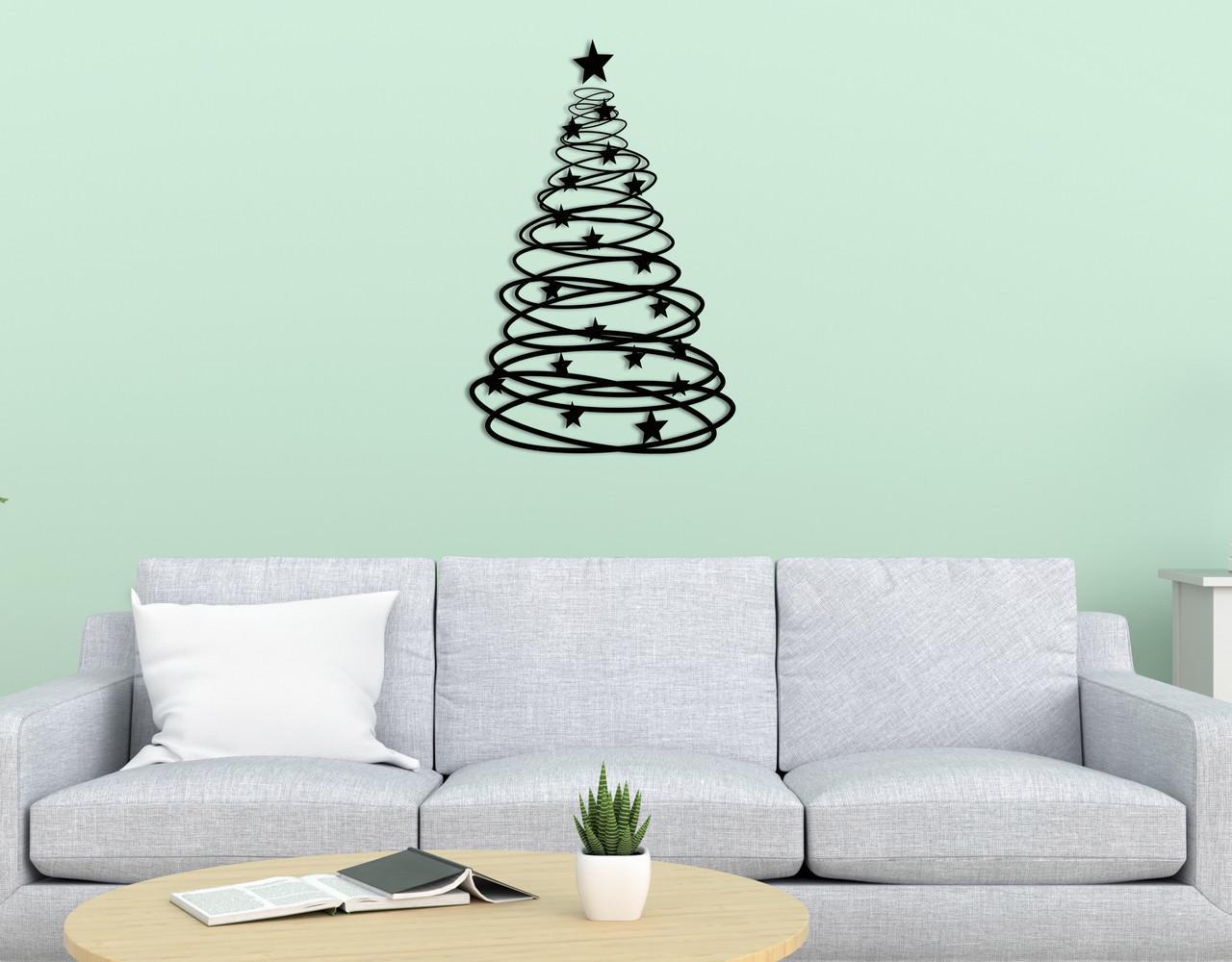 Декоративное панно на стену Upwood Decor Christmas Tree With Stars 60х93,6 см Black (1580023327)
