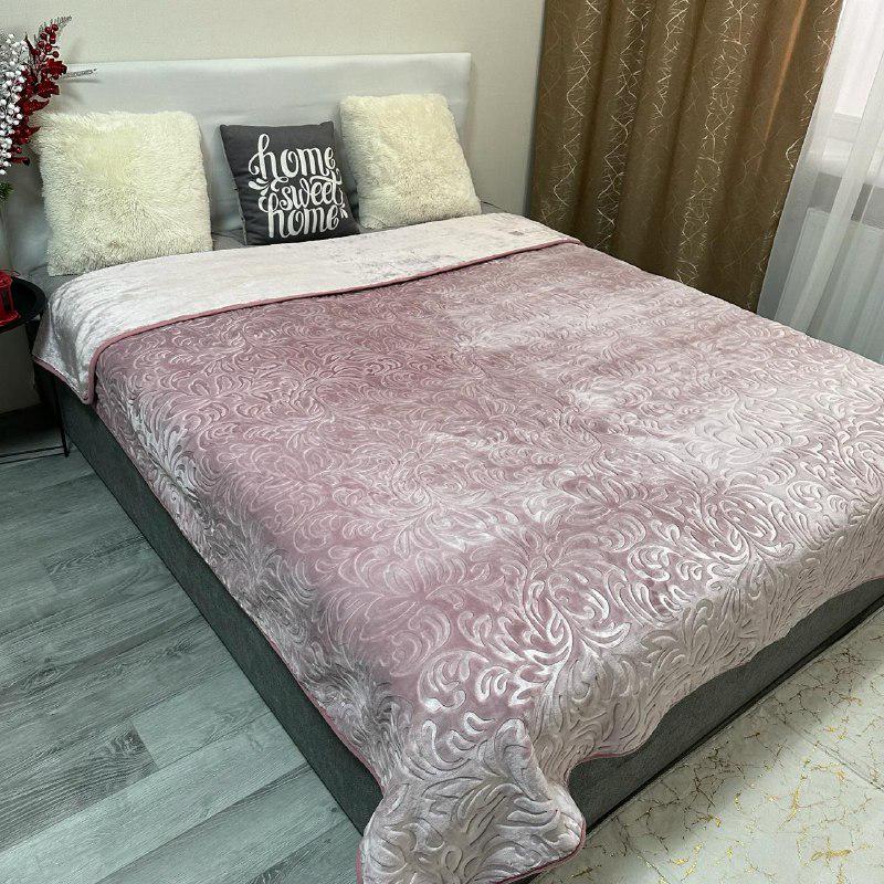 Покрывало на кровать акриловое 200x230 см Розовый (28857516)