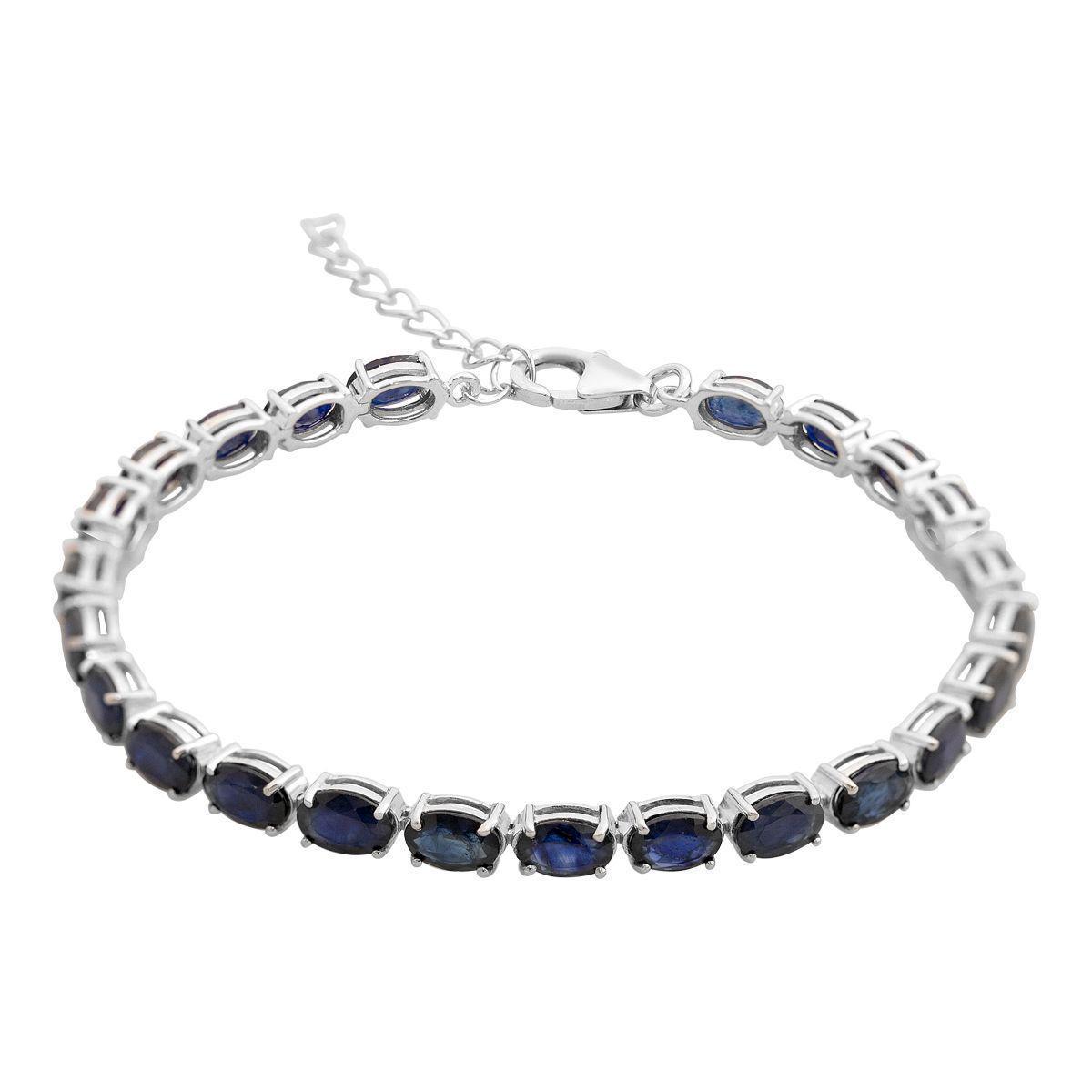 Браслет серебряный с натуральным сапфиром 13,832 ct 8,08 г 17 см (2166856)
