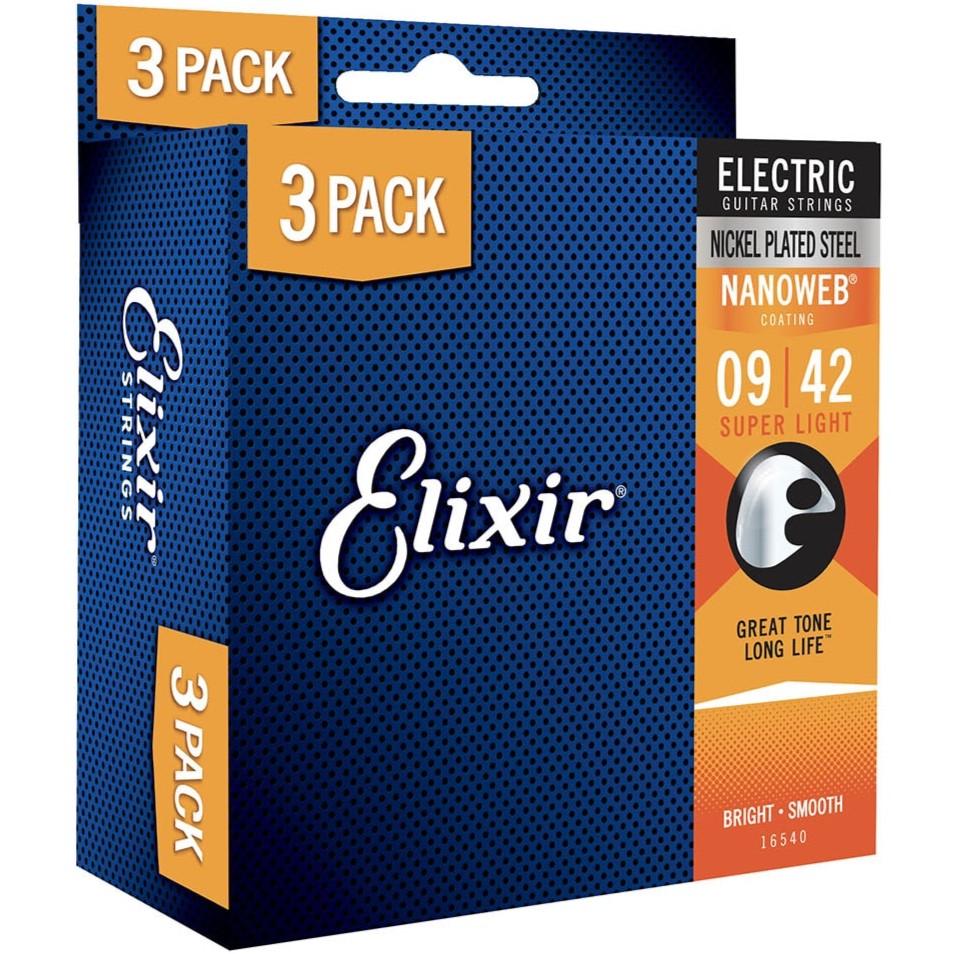 Струны для электрогитары Elixir Nanoweb Nickel Plated Steel 16540 9-42 3 комплекта (128611)