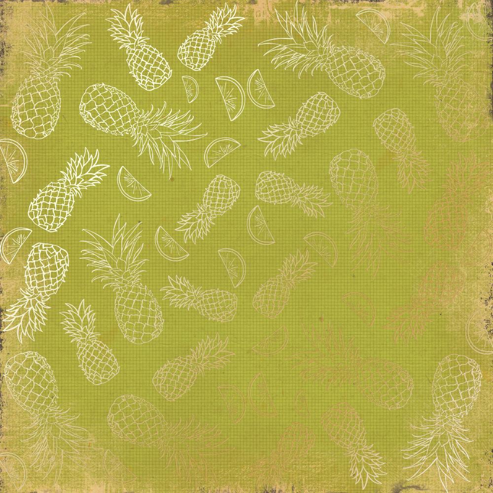 Лист бумаги односторонний Golden Pineapple с фольгированием 30,5х30,5 см Botany Summer