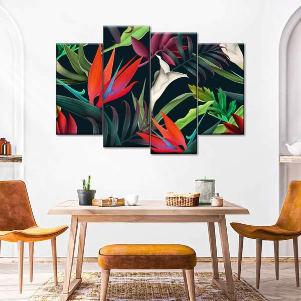 Модульная картина KIL Art Яркая абстракция цветов из четырех частей 129x90 см (M4_L_227)