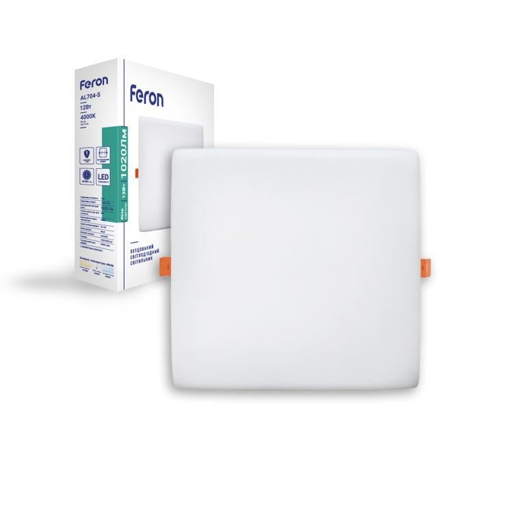 Светодиодный светильник Feron AL704-S встроенный 12W 120х120 мм (09256)