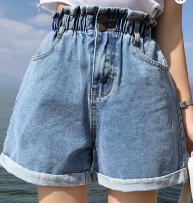 Шорты женские джинсовые высокая талия L Голубой (ШС100А2) - фото 5 Шорты женские джинсовые высокая талия L Голубой (ШС100А2) - фото 5