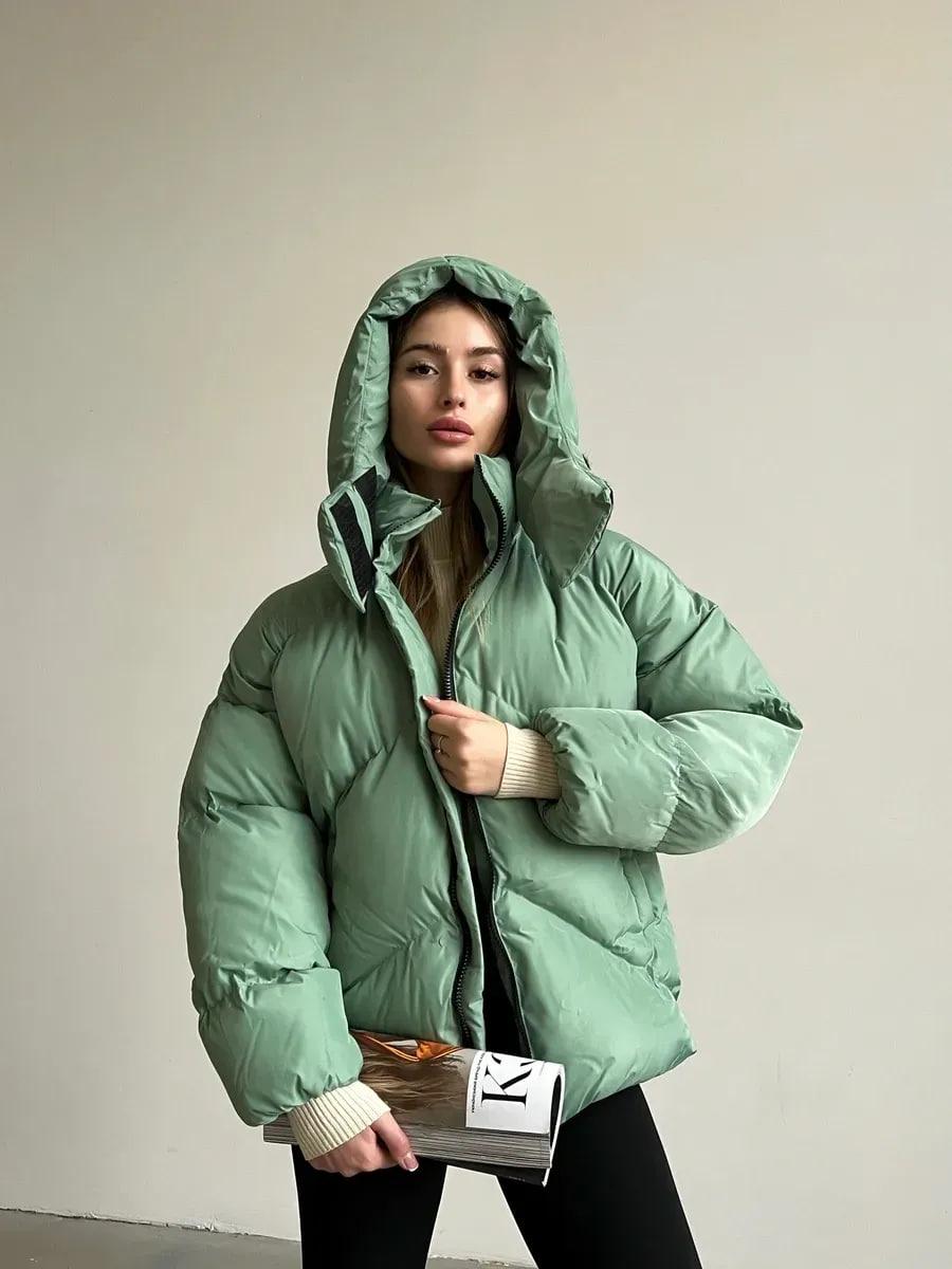 Пуховик жіночий Quadro зимовий до -15°С з капюшоном оверсайз S/M М'ятний (26531/2/1) - фото 6 Пуховик жіночий Quadro зимовий до -15°С з капюшоном оверсайз S/M М'ятний (26531/2/1) - фото 6
