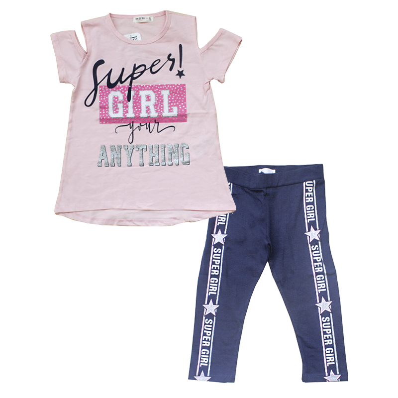 Комплект Breeze футболка і лосини 128 см Рожевий/Синій