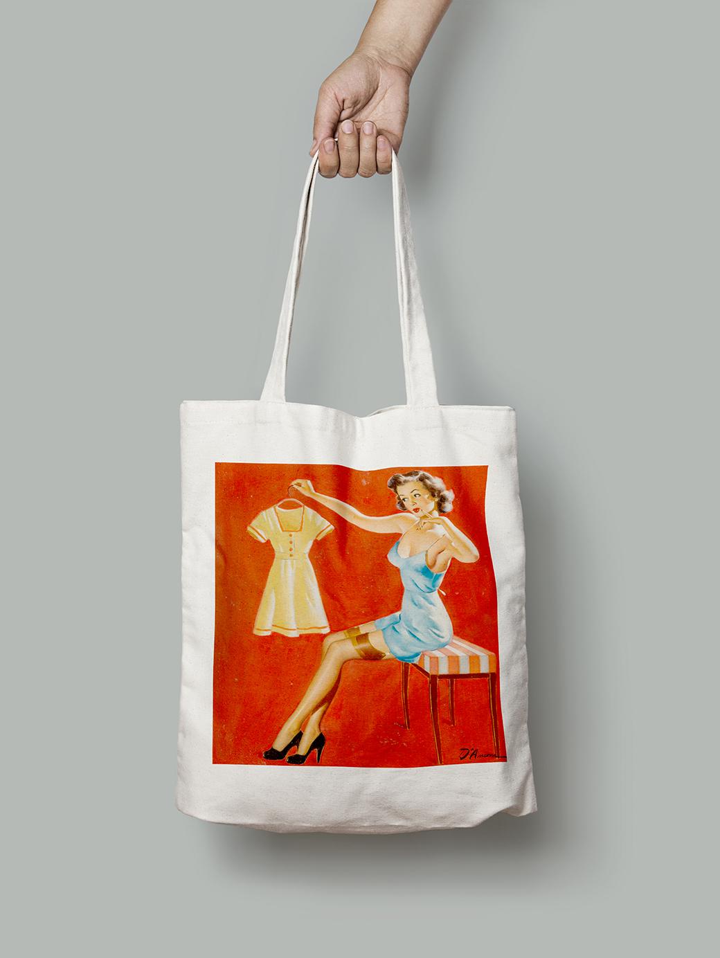 Эко-сумка Примерка платья. Эдвард Д'Анкония шопер (pin_up010128_Bag)