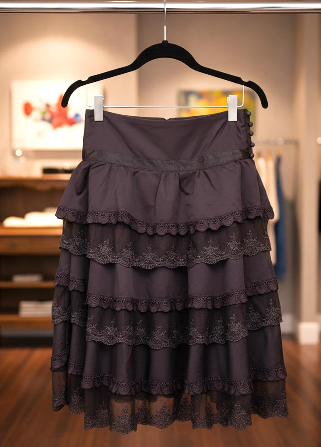 Юбка миди атласная Tianqi&tianqi M-15-1 с кружевом р. 44 Коричневый (17852445) - фото 7