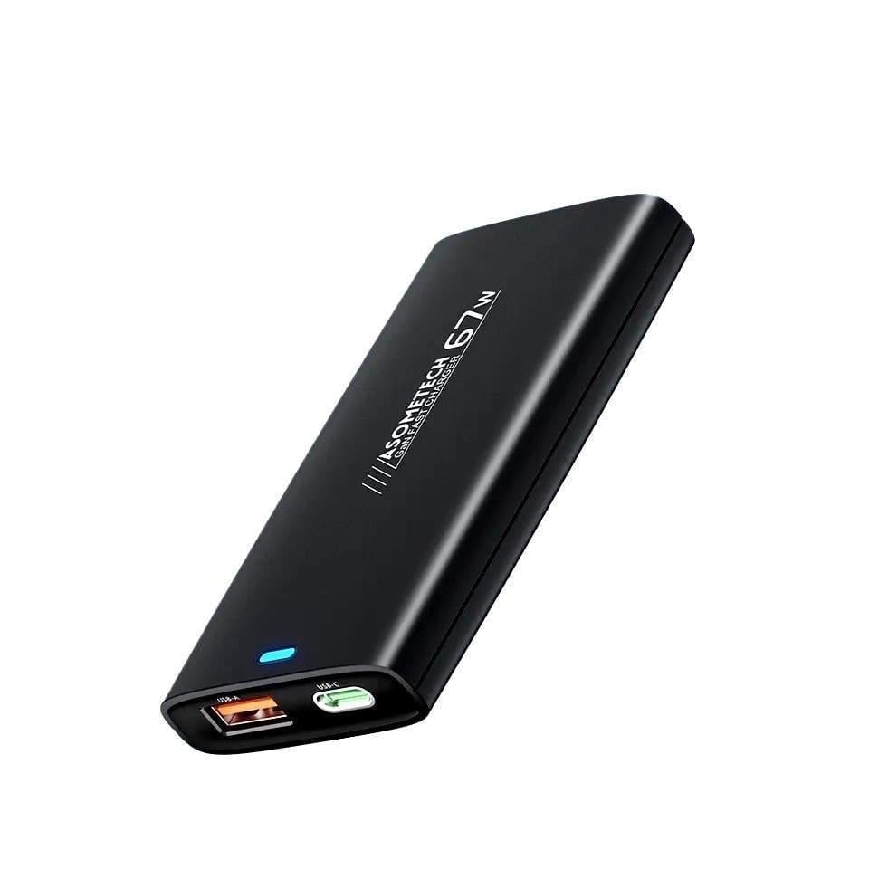 Зарядное устройство сетевое Asometech GaN 67W USB+Type-C Fast Charger Compact Black (25397250) Зарядное устройство сетевое Asometech GaN 67W USB+Type-C Fast Charger Compact Black (25397250)