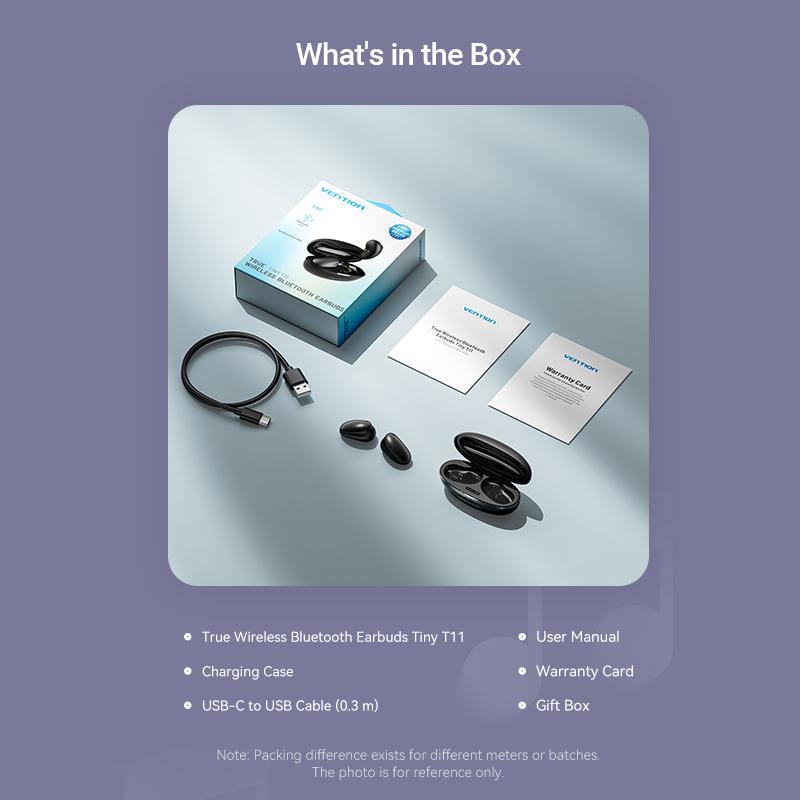 Навушники бездротові Vention Tiny T11 Bluetooth 5.3 з AI-шумозаглушенням TWS 13 мм 25 год відтверення AAC/SBC Hi-Fi Чорний (NBJB0) - фото 16 Навушники бездротові Vention Tiny T11 Bluetooth 5.3 з AI-шумозаглушенням TWS 13 мм 25 год відтверення AAC/SBC Hi-Fi Чорний (NBJB0) - фото 16