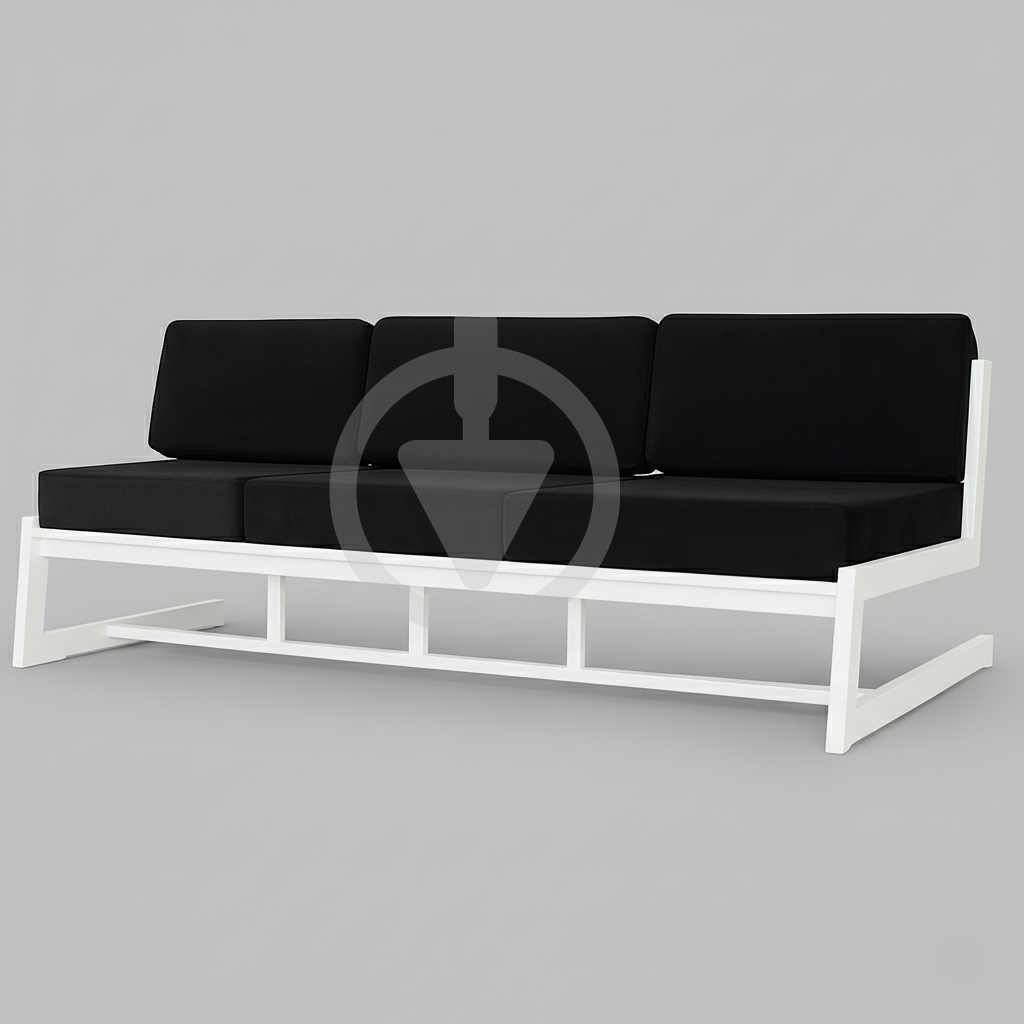 Диван металевий AVVS tech Атлас вуличний лофт оксфорд 246 см Чорний/Білий (30222867)