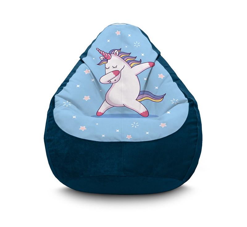 Кресло мешок Dance unicorn Флок XXL 90х125 см Синий