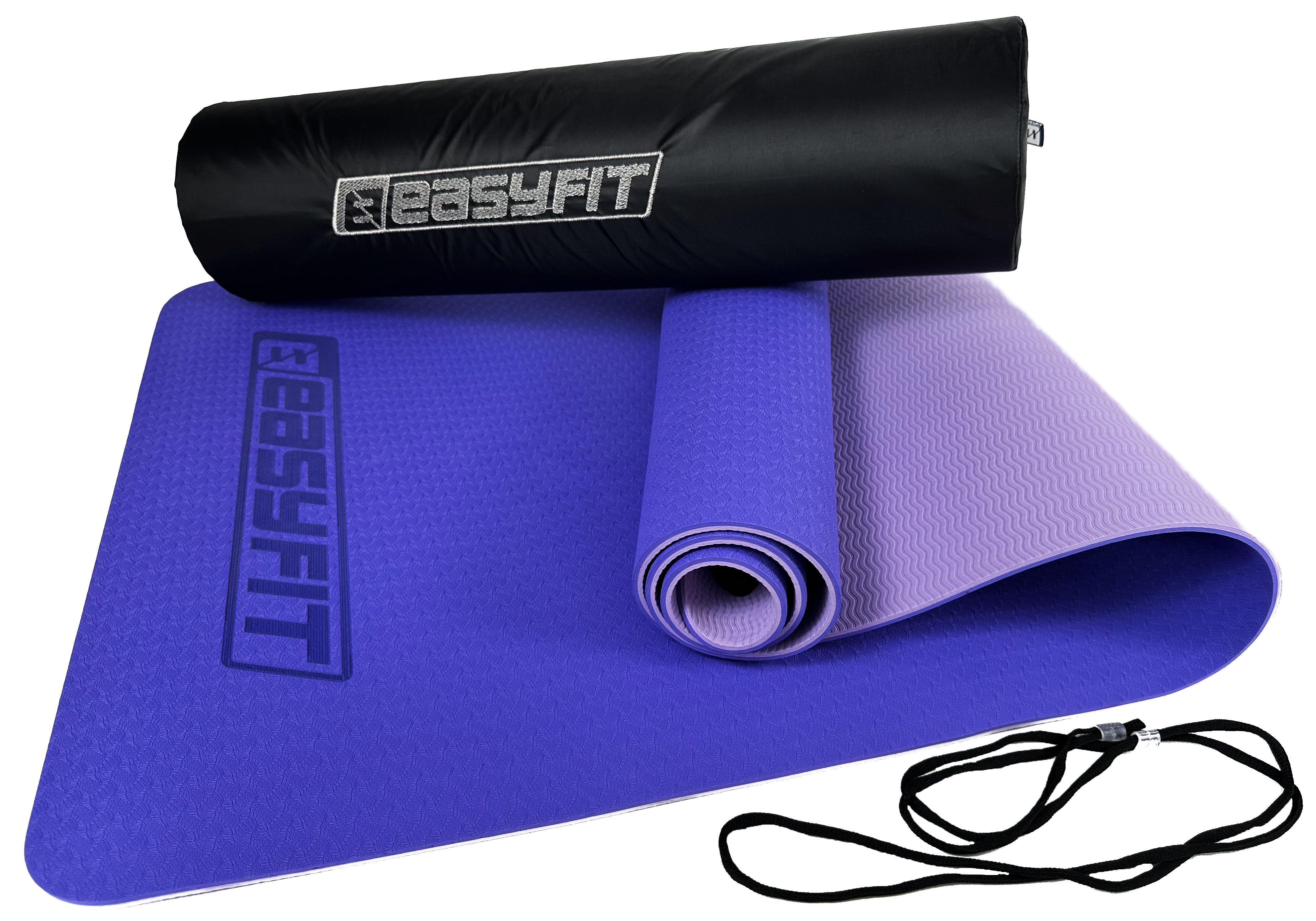 Коврик для йоги и фитнеса EasyFit TPE+TC двухслойный с чехлом 6 мм Сиреневый