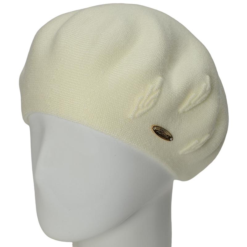 Берет женский Lirus Смородина двойной тонкой вязки Молочный