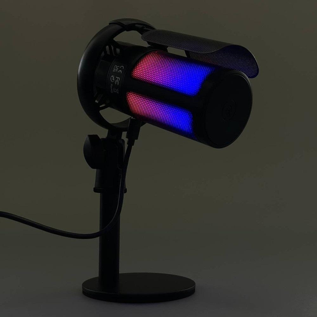 Микрофон-USB игровой ME6S RGB со стойкой Plug & Play для ПК живая запись/шумоподавление/конденсаторная Black - фото 5
