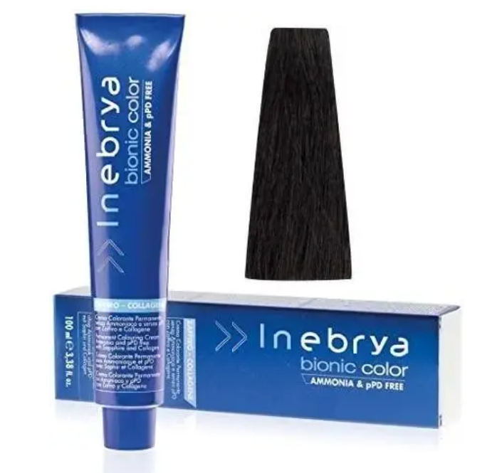 Крем-фарба для волосся INEBRYA Bionic Сolor стійка без аміаку 100 мл 1/0 Чорний - фото 1