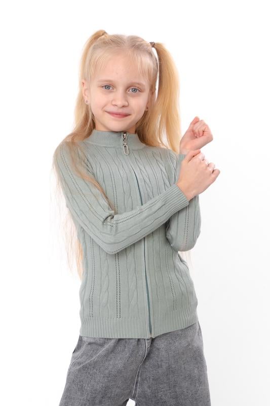 Кофта для дівчинки приталеного крою на блискавці Носи Своє 120 см Світло-зелений​ (16024)