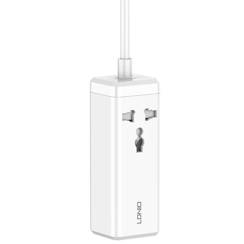 Подовжувач 2 метри 2USB + 2Type-C + 1 розетка QC Ldnio SC1418, White (019951) - фото 5