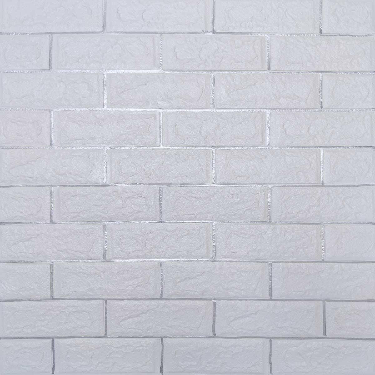 3D-панель Кирпич полоска серебро на самоклеющейся основе 700х770х5 мм Белый (SW-00000753)