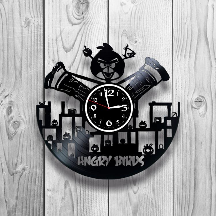 Часы настенные Angry Birds 0347 из виниловой пластинки
