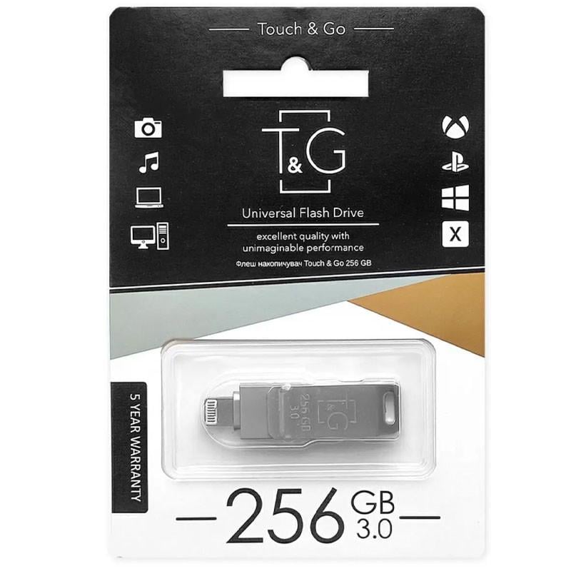 Флэш-драйв T&G 008 Metal series USB 3.0 Lightning 256GB Серебряный (00000063441_1)