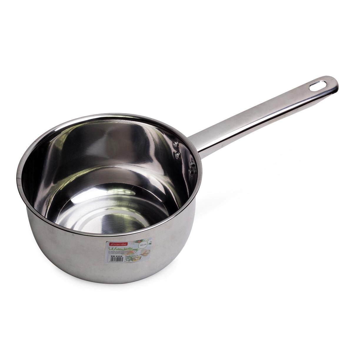 Ковш с зеркальной полировкой Kamille KM-4354 из нержавеющей стали 16х9 см Стальной (150-84-4354)