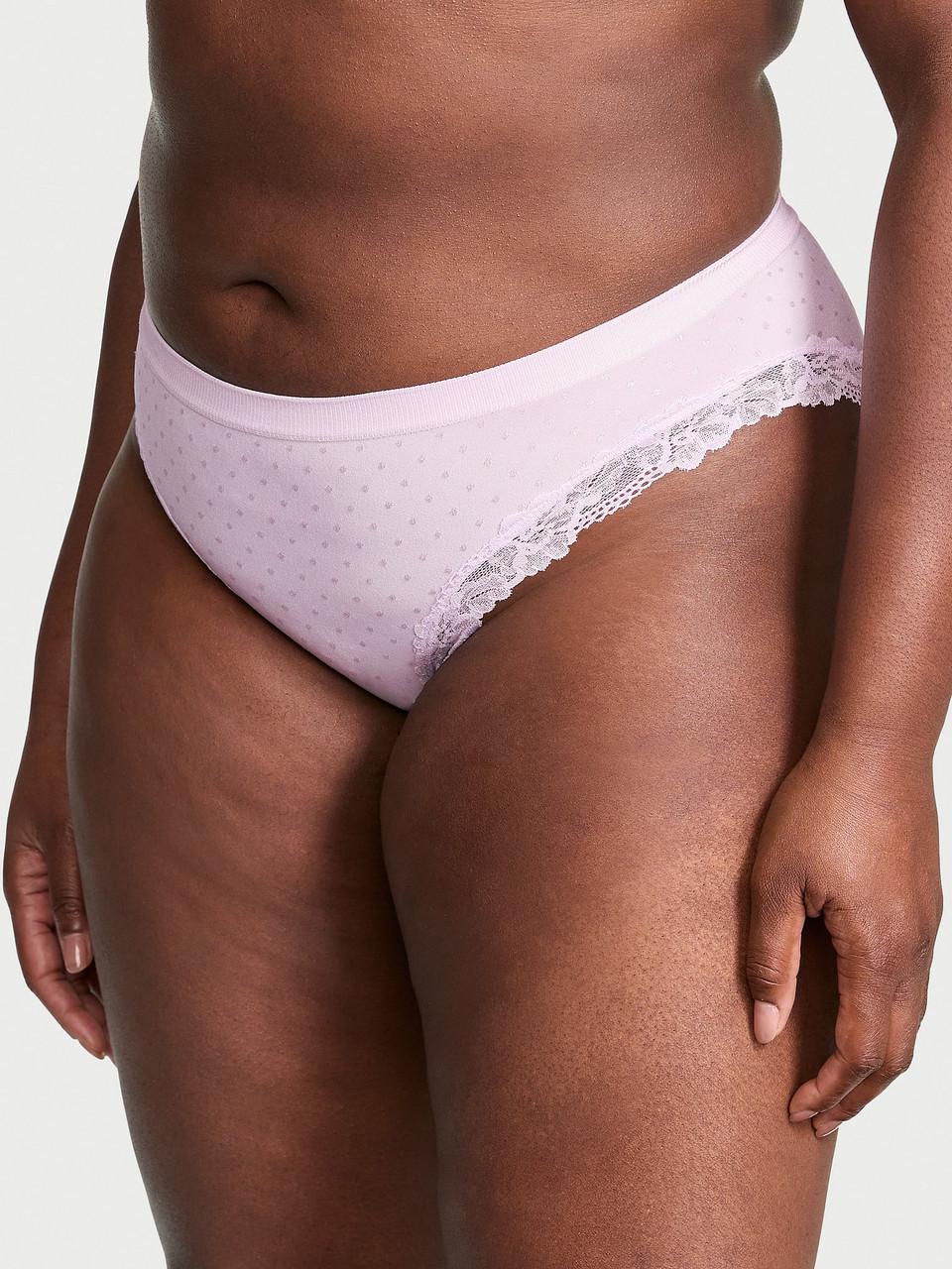 Трусики женские Victoria's Secret Seamless Lace-Trim Bikini L Розовый (34312955164431)