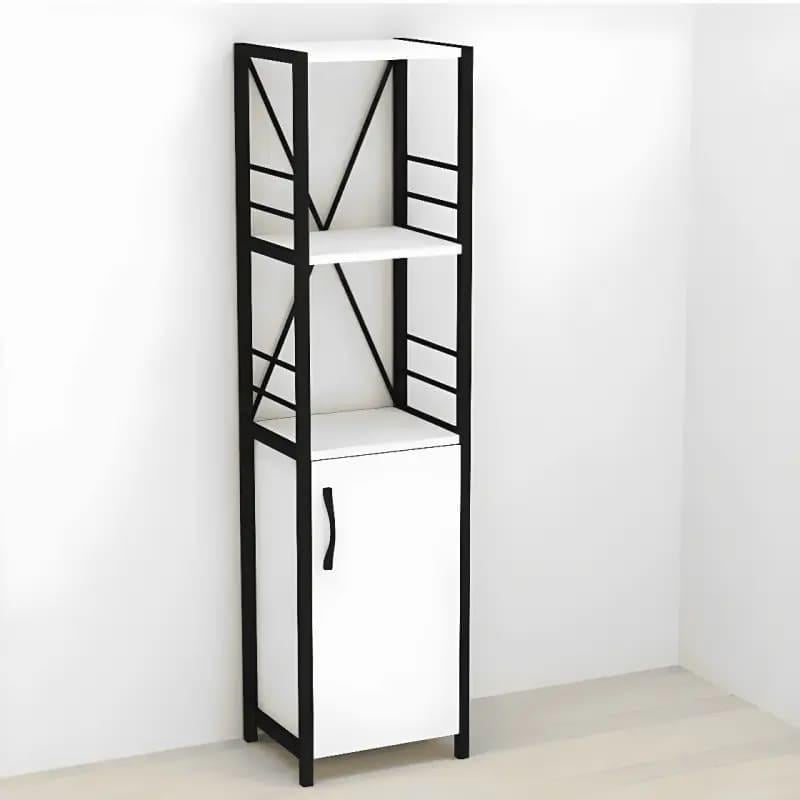 Этажерка 3/34 Ferrum-decor Конект с тумбой 144x34x28 см Черный/Белый (FRD-104421)