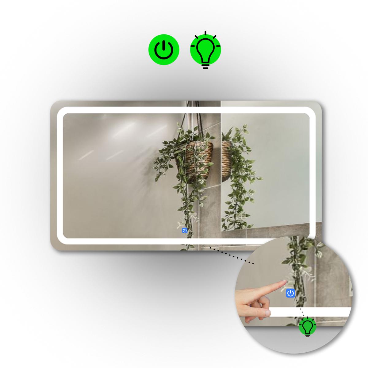 Зеркало с LED подсветкой Anvi с сенсорным включателем 80x60 см (Anvi/800x600/11/2/0)