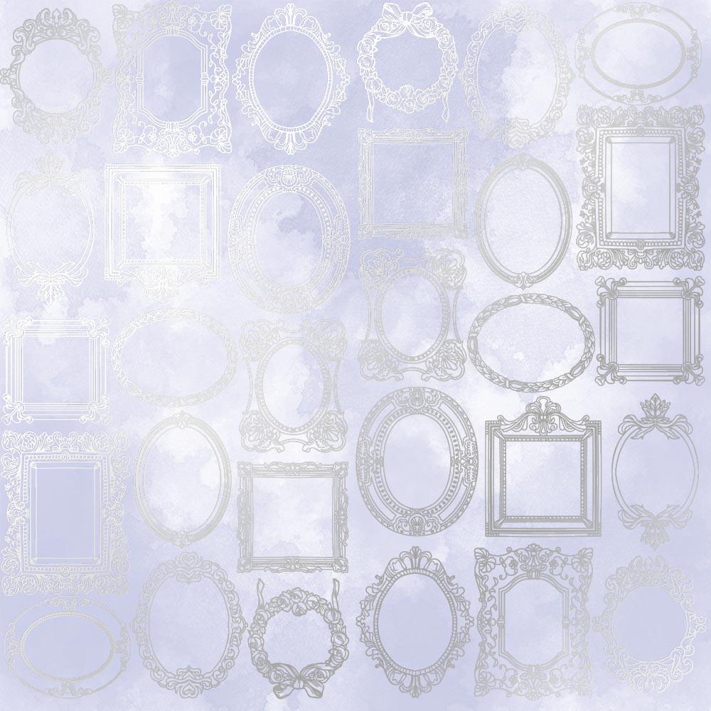 Лист бумаги односторонний Silver Frames с серебряным тиснением 30,5х30,5 см Lilac/Watercolor