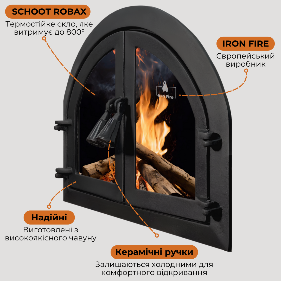 для каміна Iron Fire Sabina скляні чавунні Двері 570x430 мм (1263) - фото 7