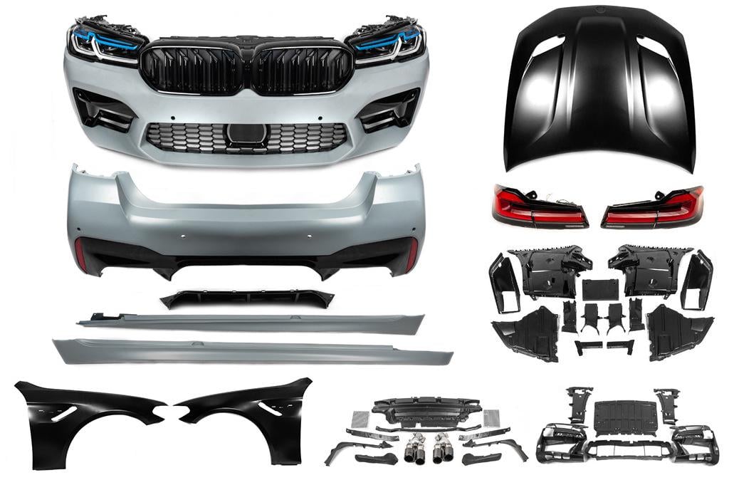 Комплект рестайлинга GBT с капотом и крыльями в M5 Competition 2021 г. для BMW 5 серия G30/31 2017-2023 гг. алюминий/пластик под покраску (128401)