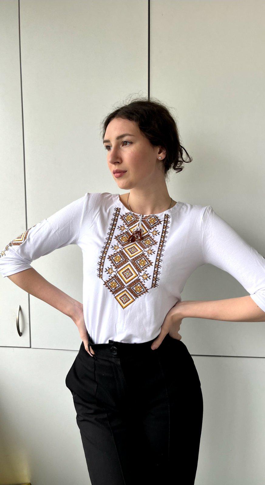 Вышиванка женская со средним рукавом S Разноцветный (11440067) - фото 2