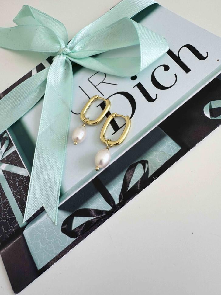 Серьги с подвеской жемчужина (5352)