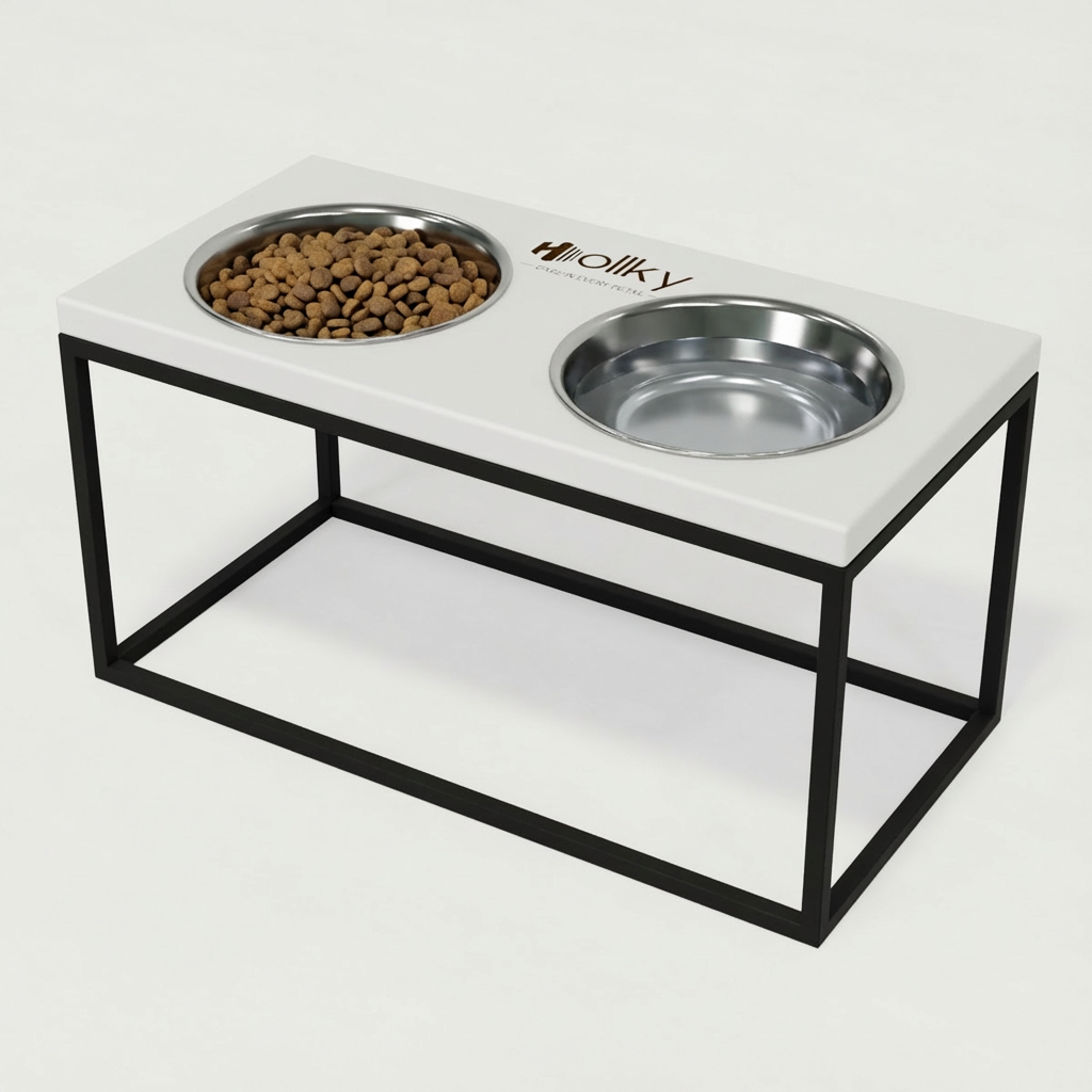 Миски на подставке для средних и больших собак Hollky Base L 2х0,95 л (BL-422120-BLWH)