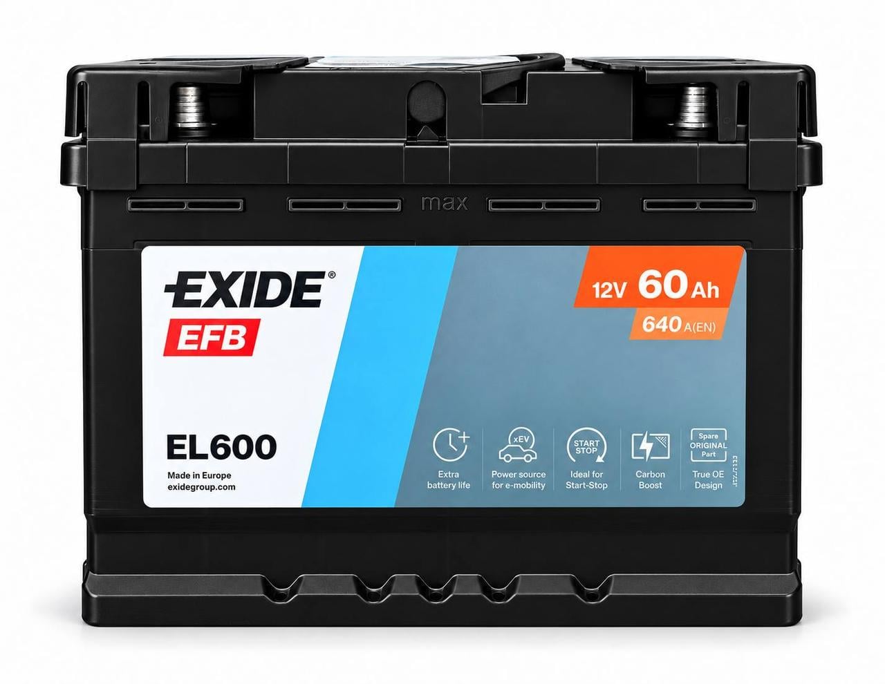 Акумулятор автомобільний EXIDE EFB 60 Ah 640A R+ 12V (3204809626)