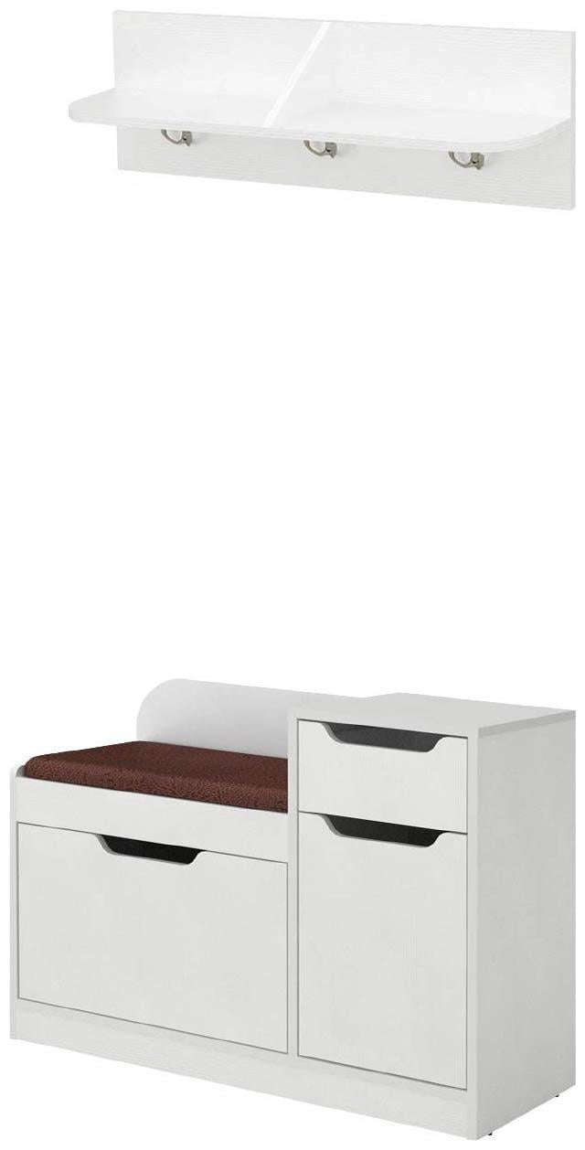Передпокій з тумбою для взуття Компаніт ТО-12/В-3 150х38х90 см Німфея альба/Білий