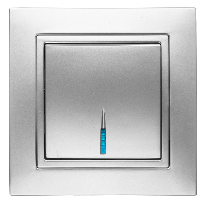 Выключатель одноклавишный MARSHEL ELEGANT с LED подсветкой (VS10-199 SILVER)