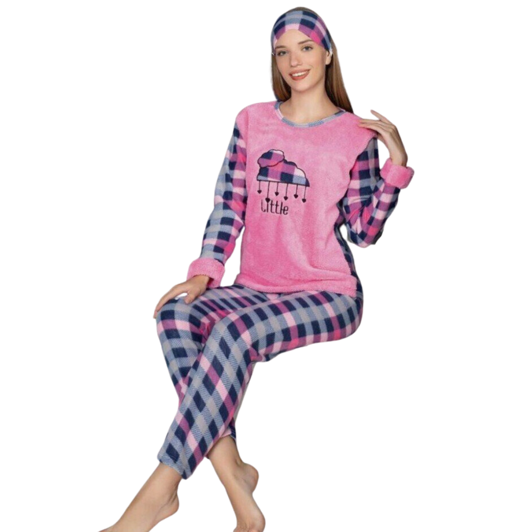 Піжама жіноча махрова на флісі М Рожевий (sleeper-1)
