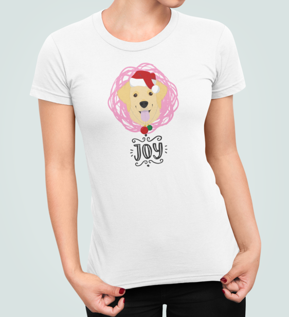Футболка женская новогодняя Stedman с принтом Joy Ретривер XL Белый (НГ23.1-9)