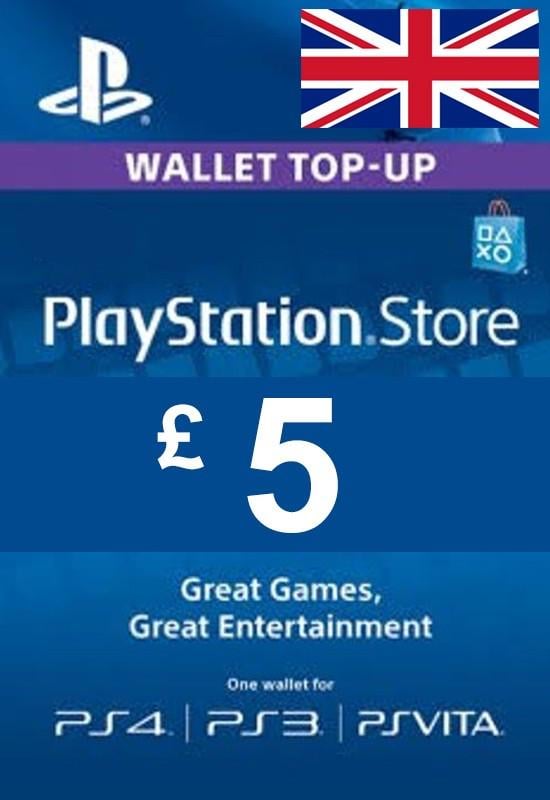 Цифровой код Сони PlayStation Network на пополнение бумажника счета аккаунта на 5£ GBP UK-регион