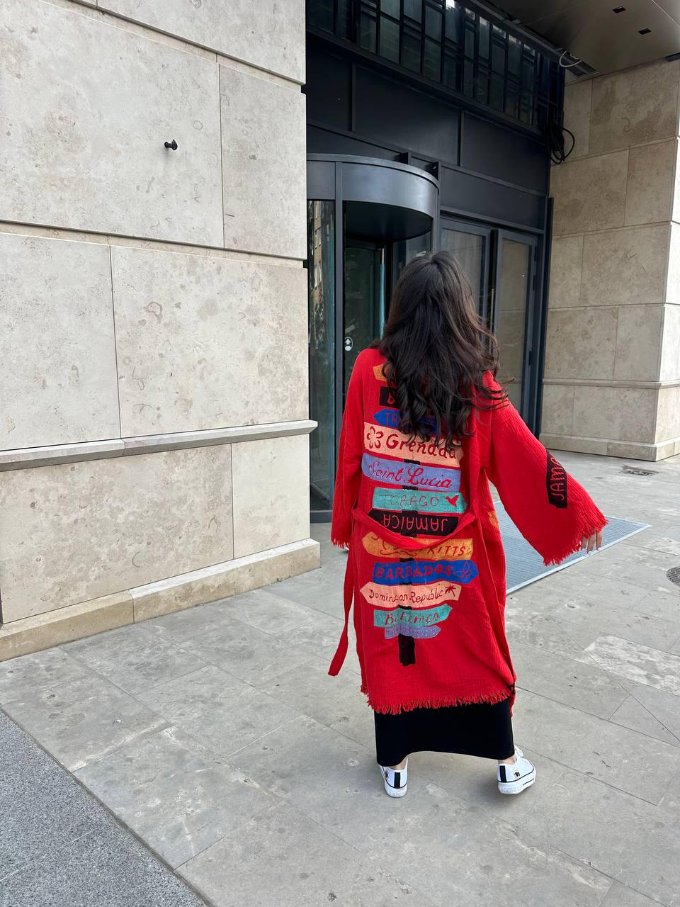 Халат-кимоно женский one size Красный - фото 2