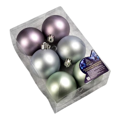 Шарики новогодние елочные Stenson 9635-8 пластиковые 8 см 6 шт. (13103197)