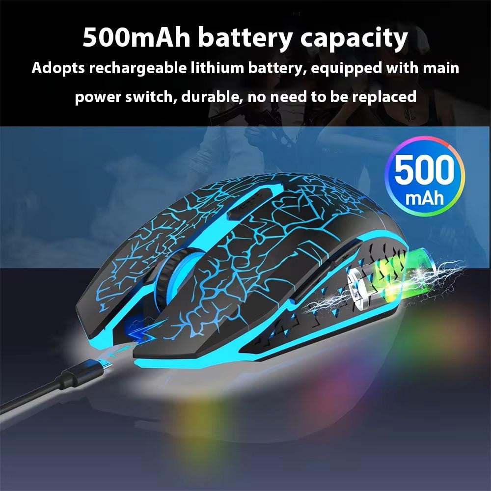 Миша безпровідна ігрова Qukam RGB підсвічування USB Charge з вбудованим акумулятором Black - фото 3