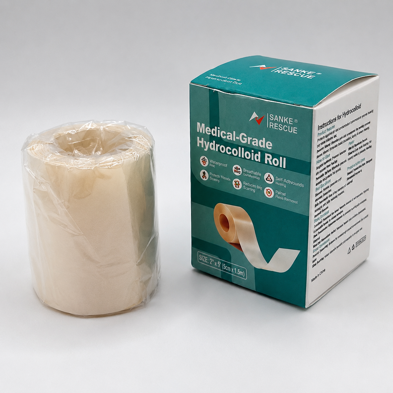 Гідроколоїдний пластир у рулоні SANKE RESCUE Hydrocolloid Roll 5 см 1,5 м водостійкий