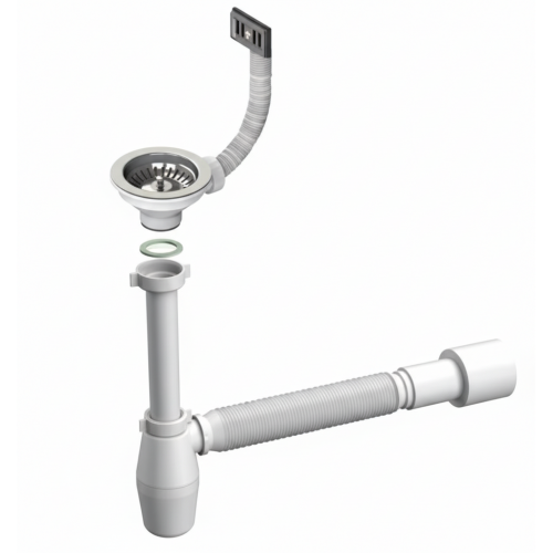 Cифон для кухонної мийки Aqua Factory 1/2 зі звареною гофрою d 40/50 мм випуск D114 (GRM-47630-01)