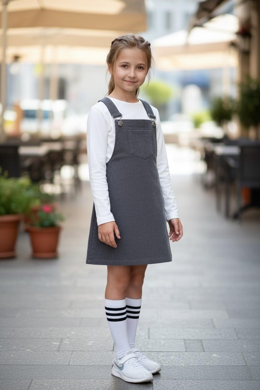 Сарафан вельветовый детский ТМ Ластівка 23_5009 140-146 см Серый