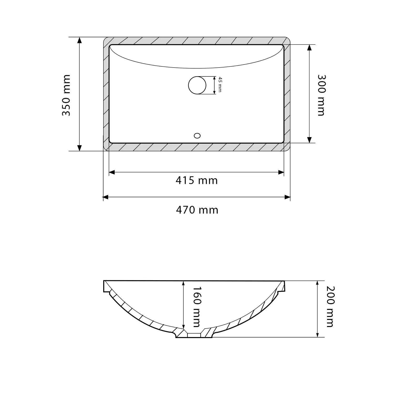 Раковина врізна VBI Messina прямокутна 350x470 мм Білий (RM-VBI-018002) - фото 5